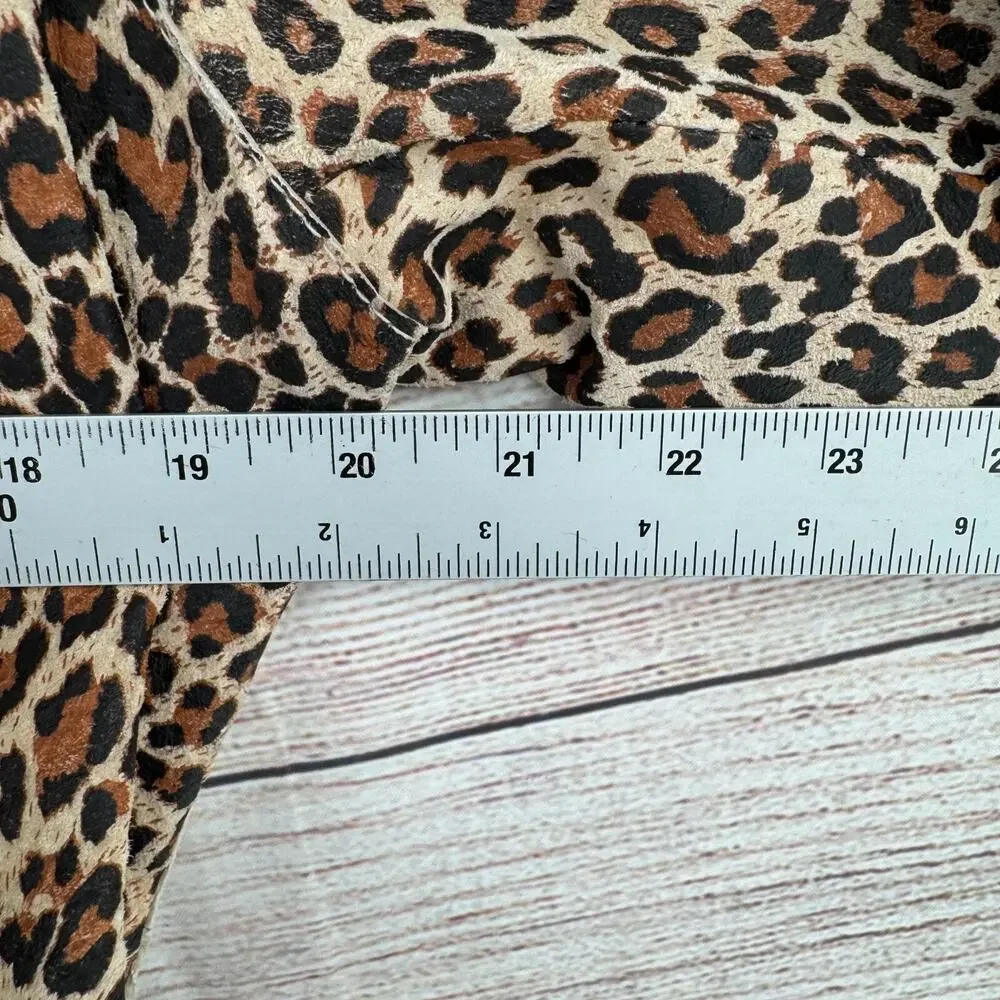 Pamela McCoy Collections Leopard Print Leather Blazer Women's Large Beige